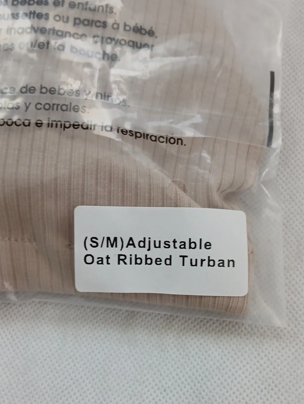 Aarin & Co Baby S/M Adjustable Satin Lined Turban Oat Ribbed